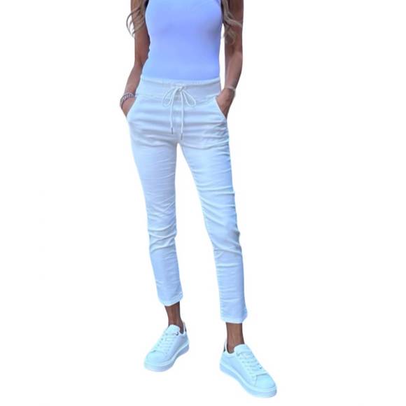 Pantalon coupe mom 7/8ème blanc femme
